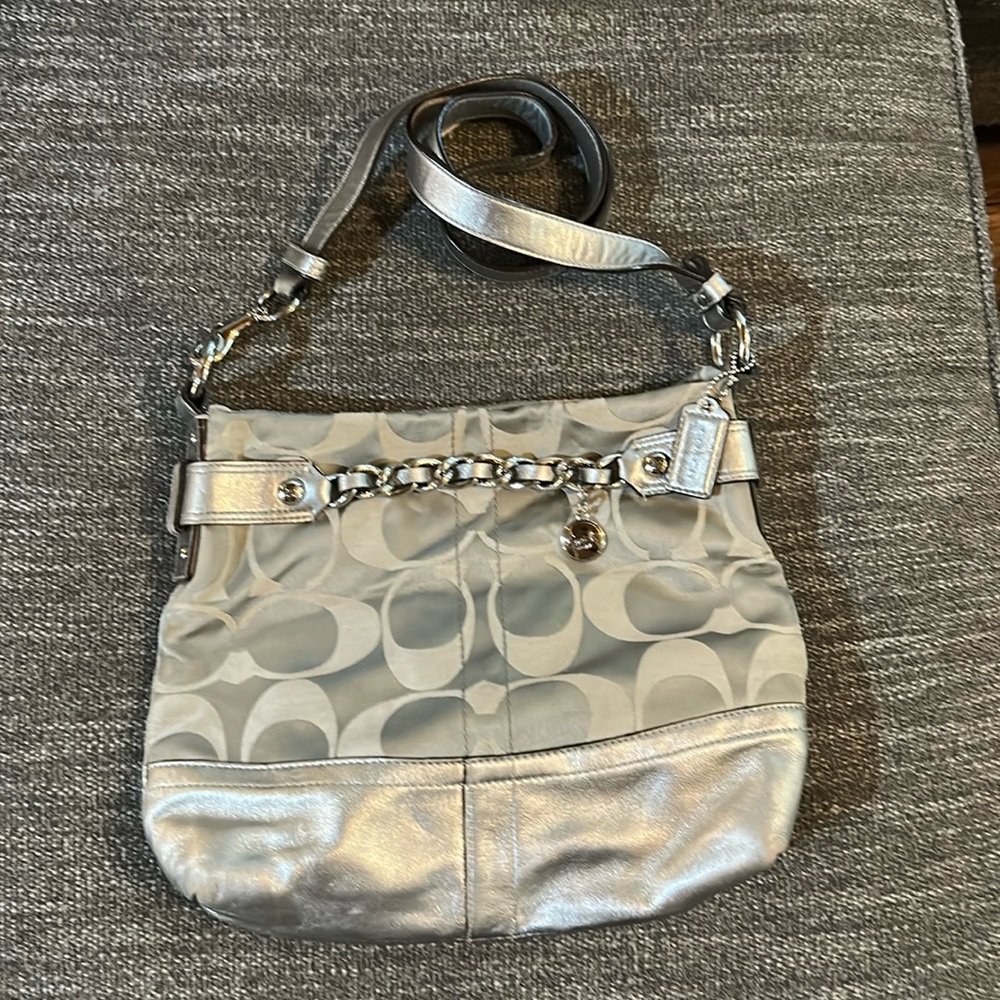 Coach silver crossbody bag